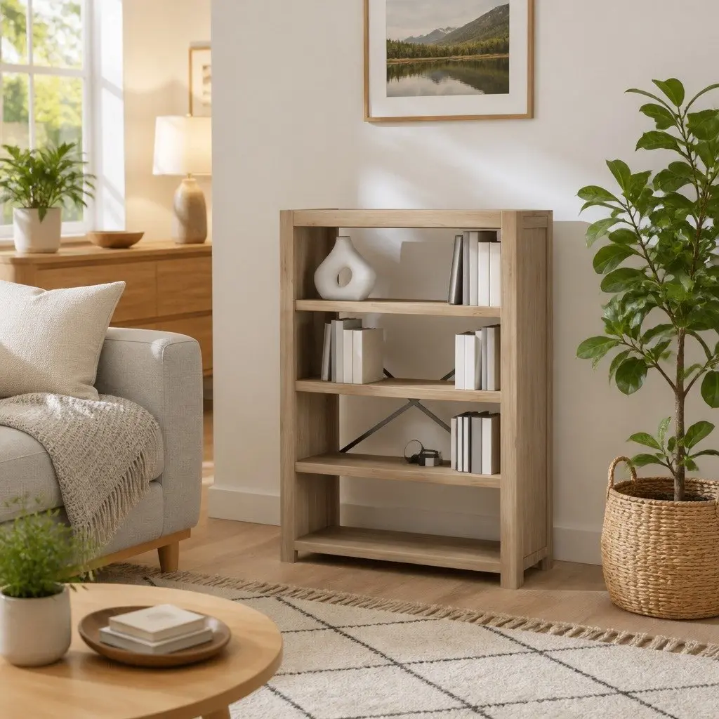 4-Tier Wooden Bookcase 80x30x110 cm Solid Acacia Standing Shelf Storage Display