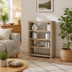 Solid Acacia 4-Tier Bookcase for Cozy Living Spaces
