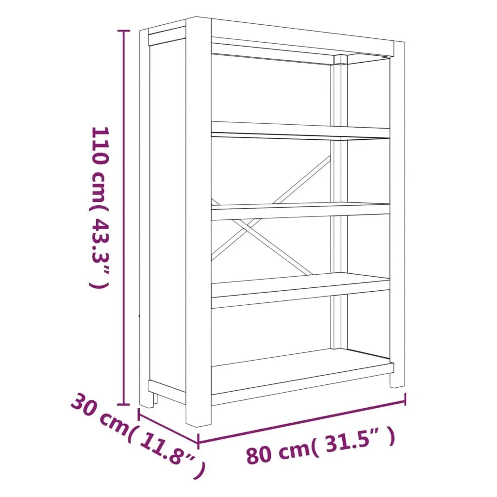 4-Tier Wooden Bookcase 80x30x110 cm Solid Acacia Standing Shelf Storage Display