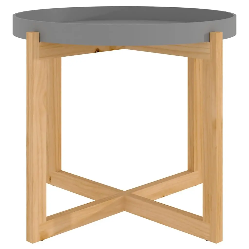 Grey Coffee Table Engineered Wood 53x53x43.5cm Solid Pinewood Feet Accent