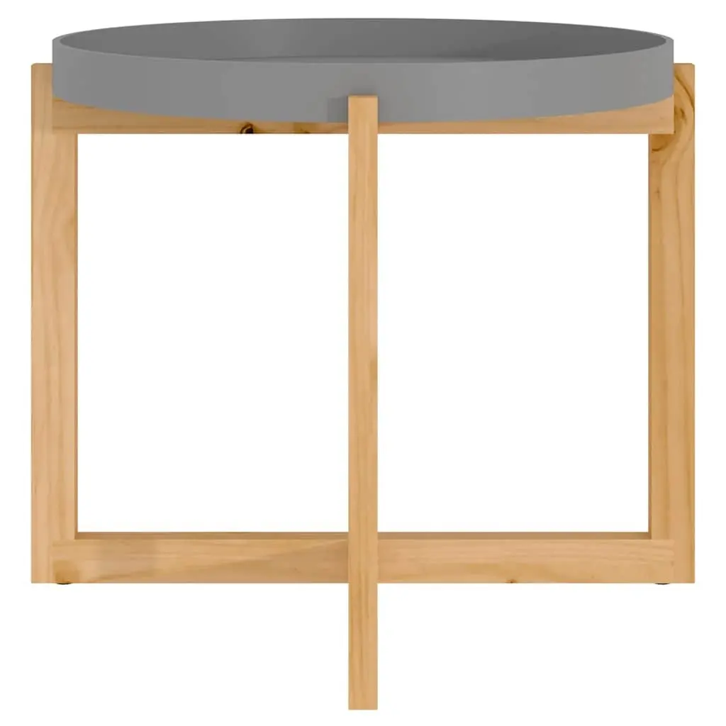 Grey Coffee Table Engineered Wood 53x53x43.5cm Solid Pinewood Feet Accent