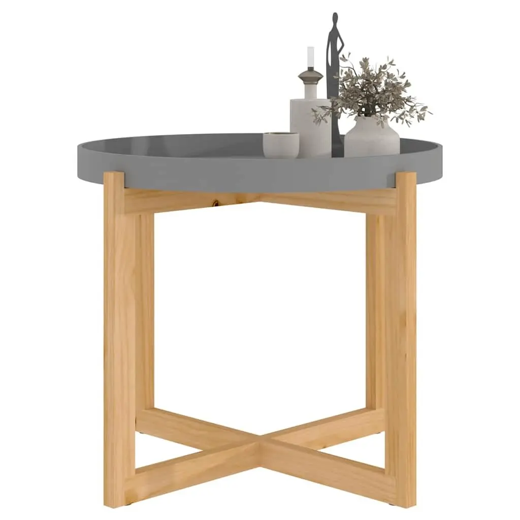 Grey Coffee Table Engineered Wood 53x53x43.5cm Solid Pinewood Feet Accent
