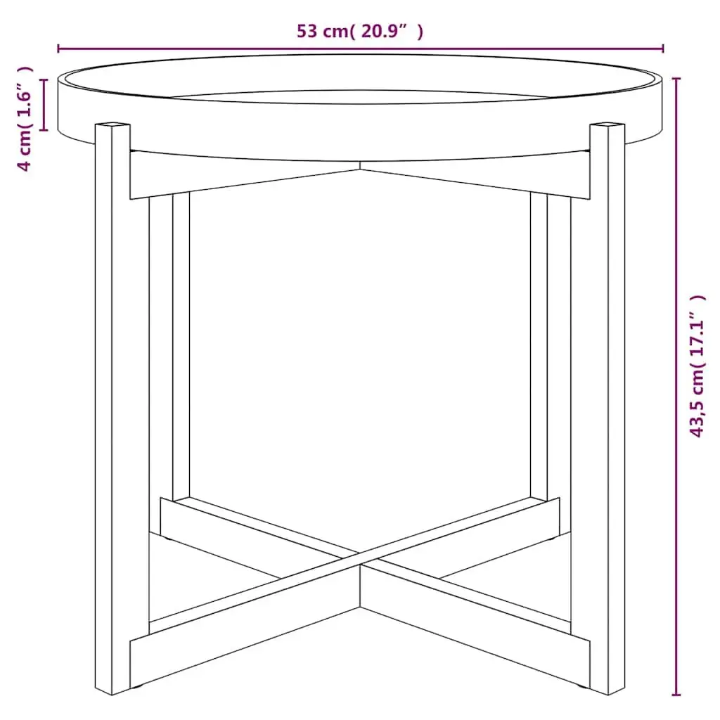 Grey Coffee Table Engineered Wood 53x53x43.5cm Solid Pinewood Feet Accent