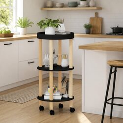 Stylish 3-Tier Kitchen Trolley with Lockable Wheels