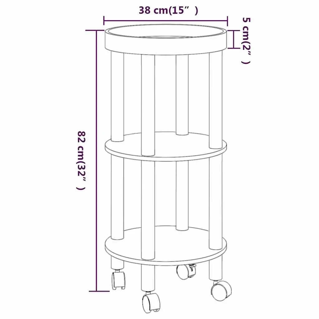 Kitchen Cart Scandinavian Style 3-Tier Grey Engineered Wood Storage Trolley with Lockable Wheels