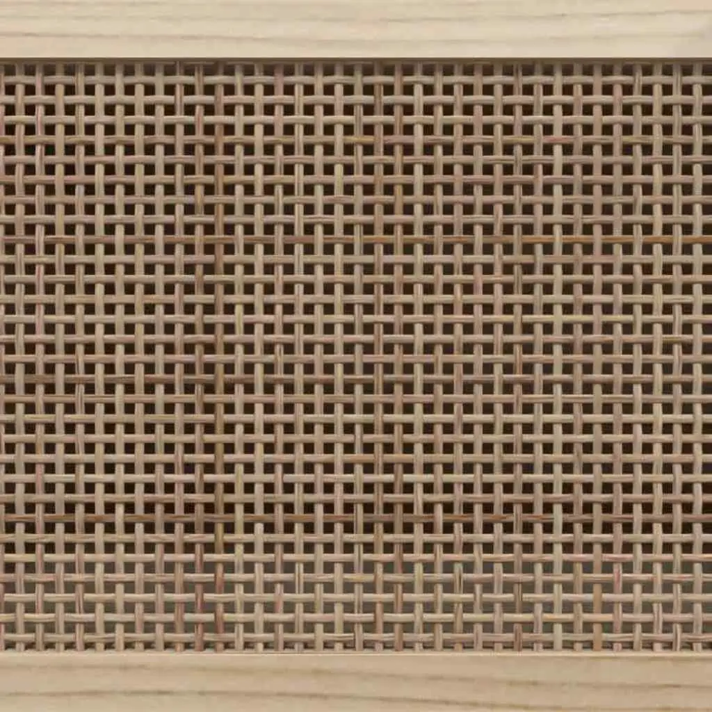 White Rattan Door TV Cabinet with 3 Storage Compartments