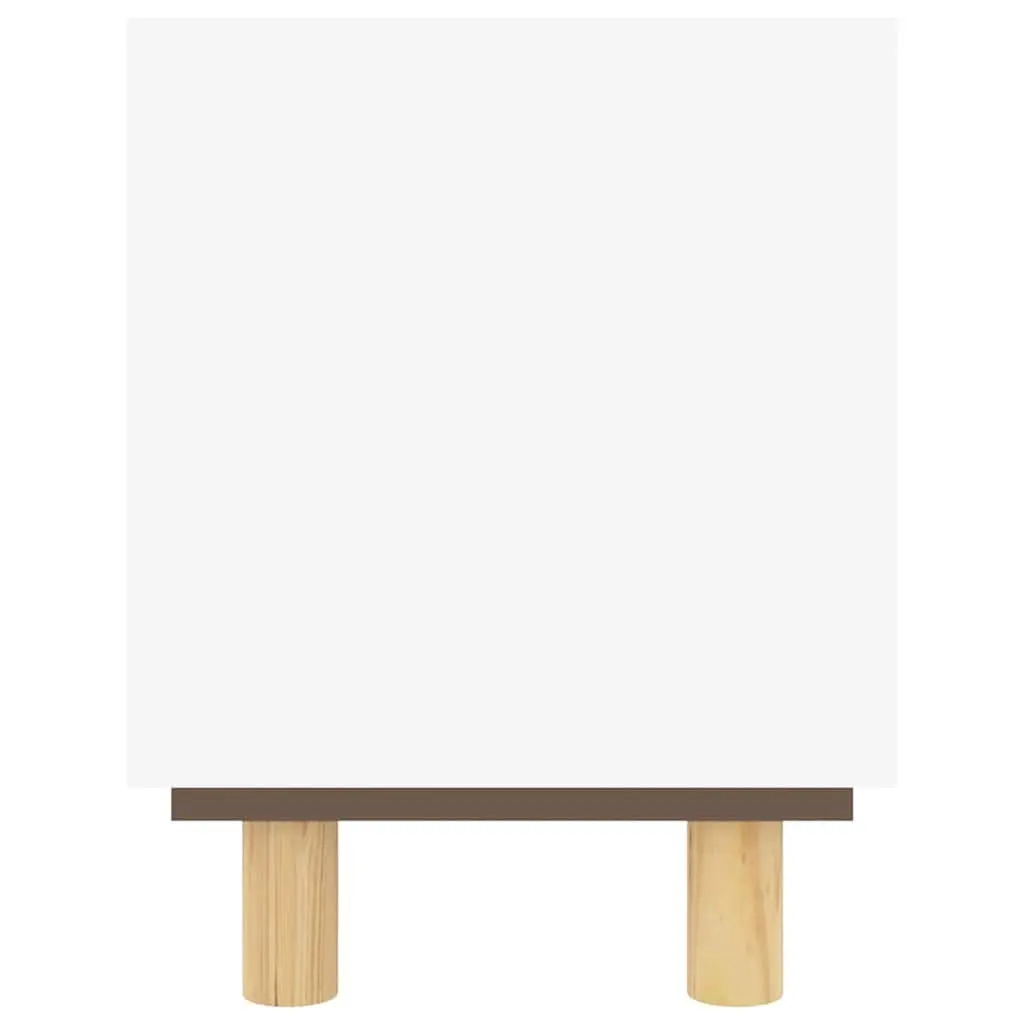 White TV Cabinet with Rattan Doors 105x30x40 cm