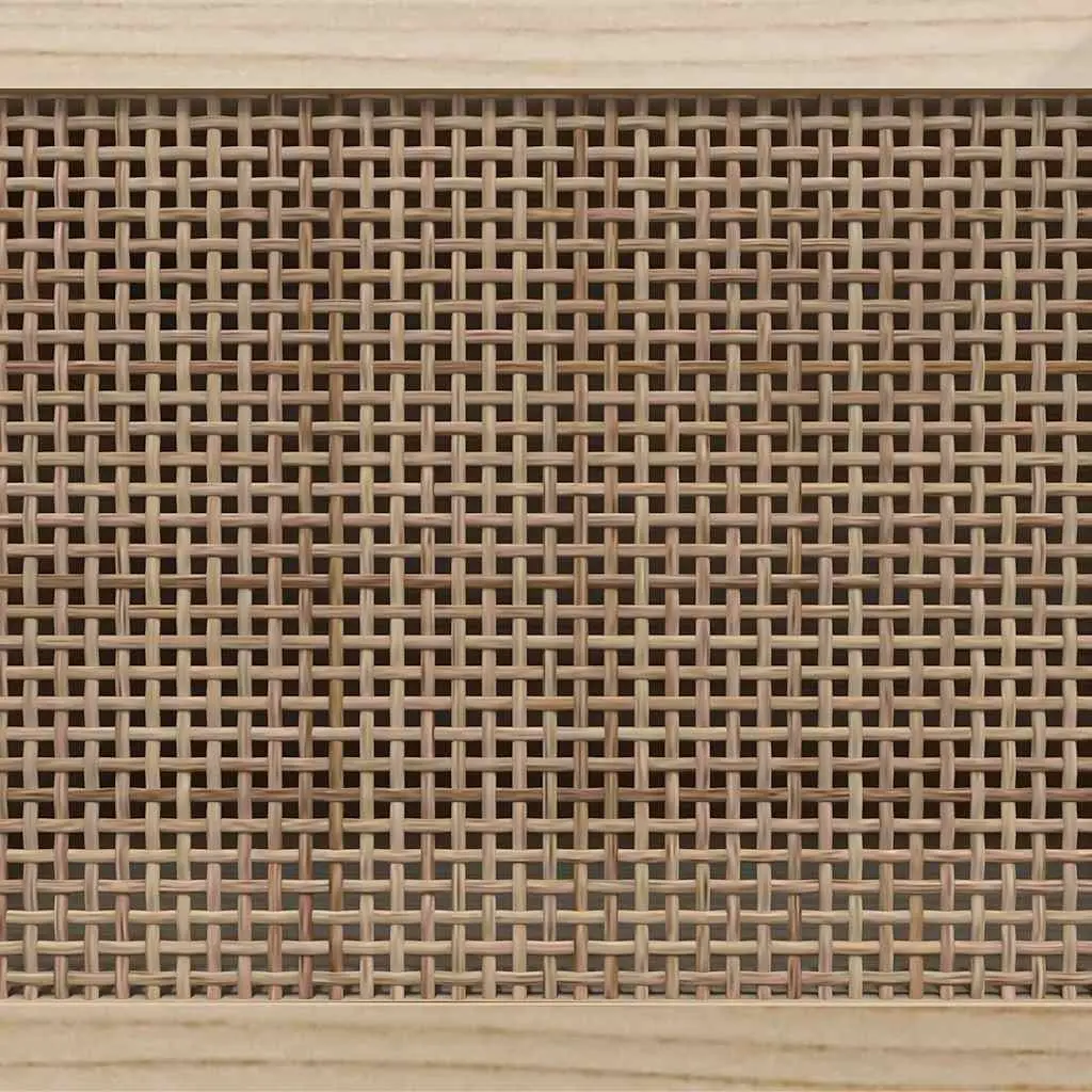 White TV Cabinet with Rattan Doors 105x30x40 cm