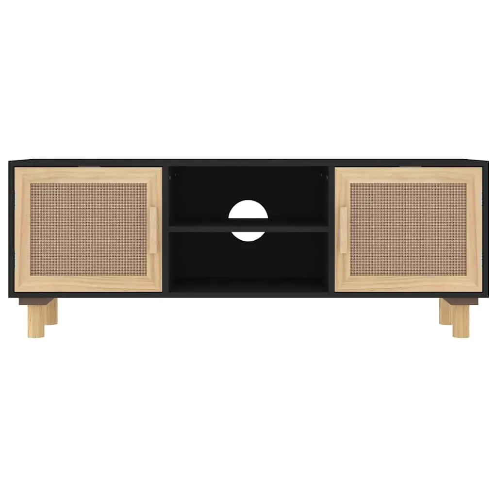 TV Cabinet 105x30x40cm Black Storage Unit 4 Compartments Media Stand