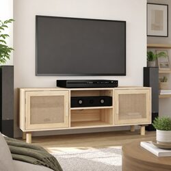 Warm Brown TV Cabinet with Storage Compartments
