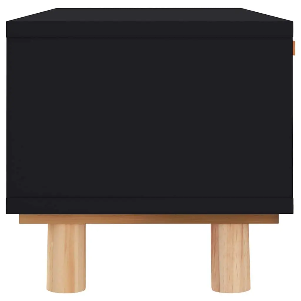 Black Coffee Table with Rattan Storage Drawers