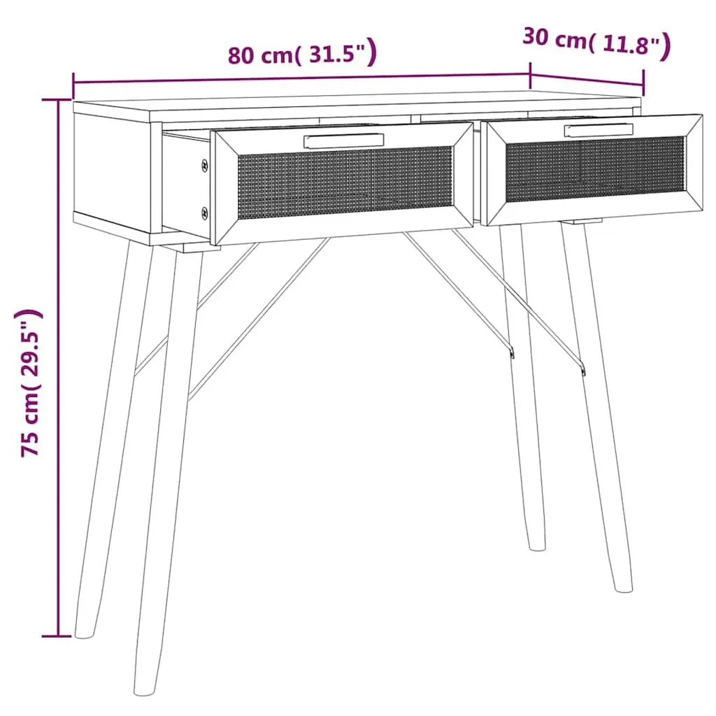 Scandinavian Console Table in Black 80x30x75 cm