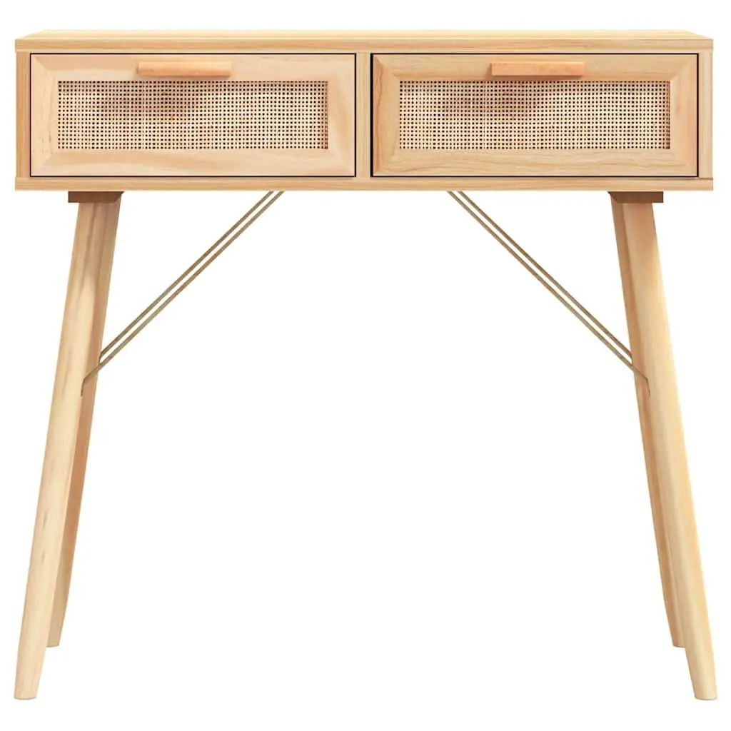 Console Table Brown Hallway Entryway Accent Side Table 2 Drawers Rattan Design