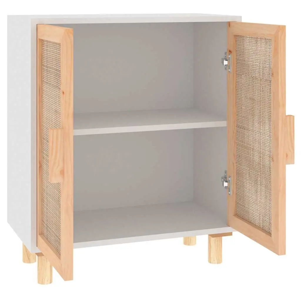 Sideboard White 60x30x70 cm Storage Cabinet with Rattan Door Design Furniture