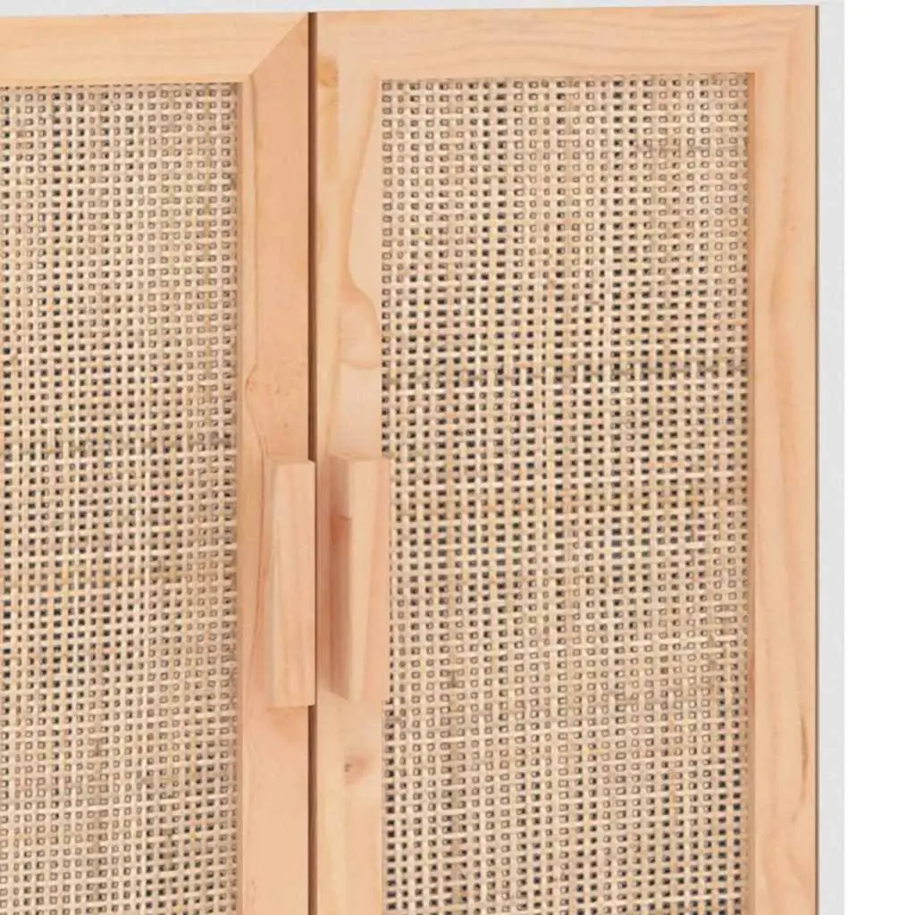 Sideboard White 60x30x70 cm Storage Cabinet with Rattan Door Design Furniture