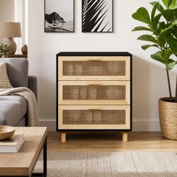 Stylish Black Sideboard Storage Cabinet with 3 Drawers