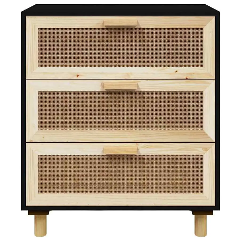 Black Sideboard Storage Cabinet with 3 Drawers