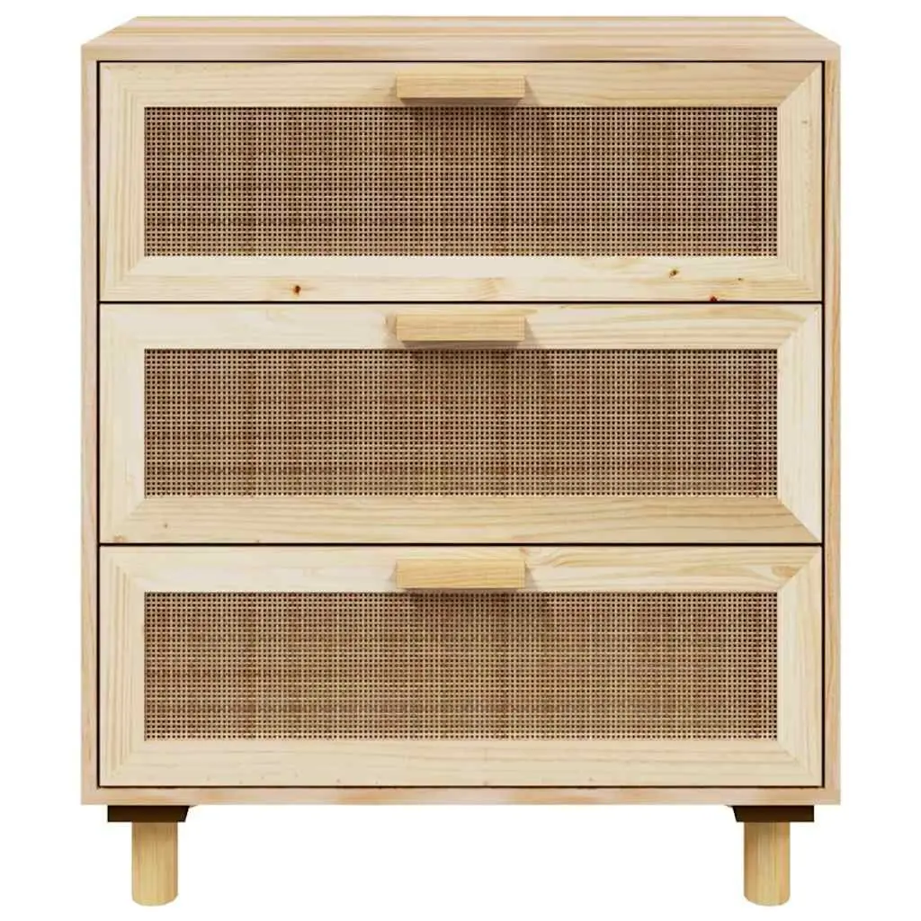 Brown Sideboard Cabinet with Rattan Weaving 60x30x70cm