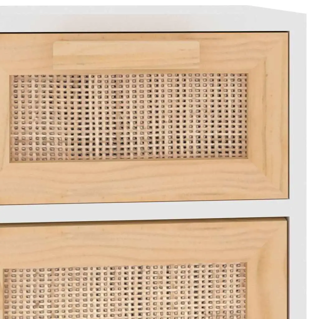 White Sideboard Cabinet with Rattan Doors and Drawers