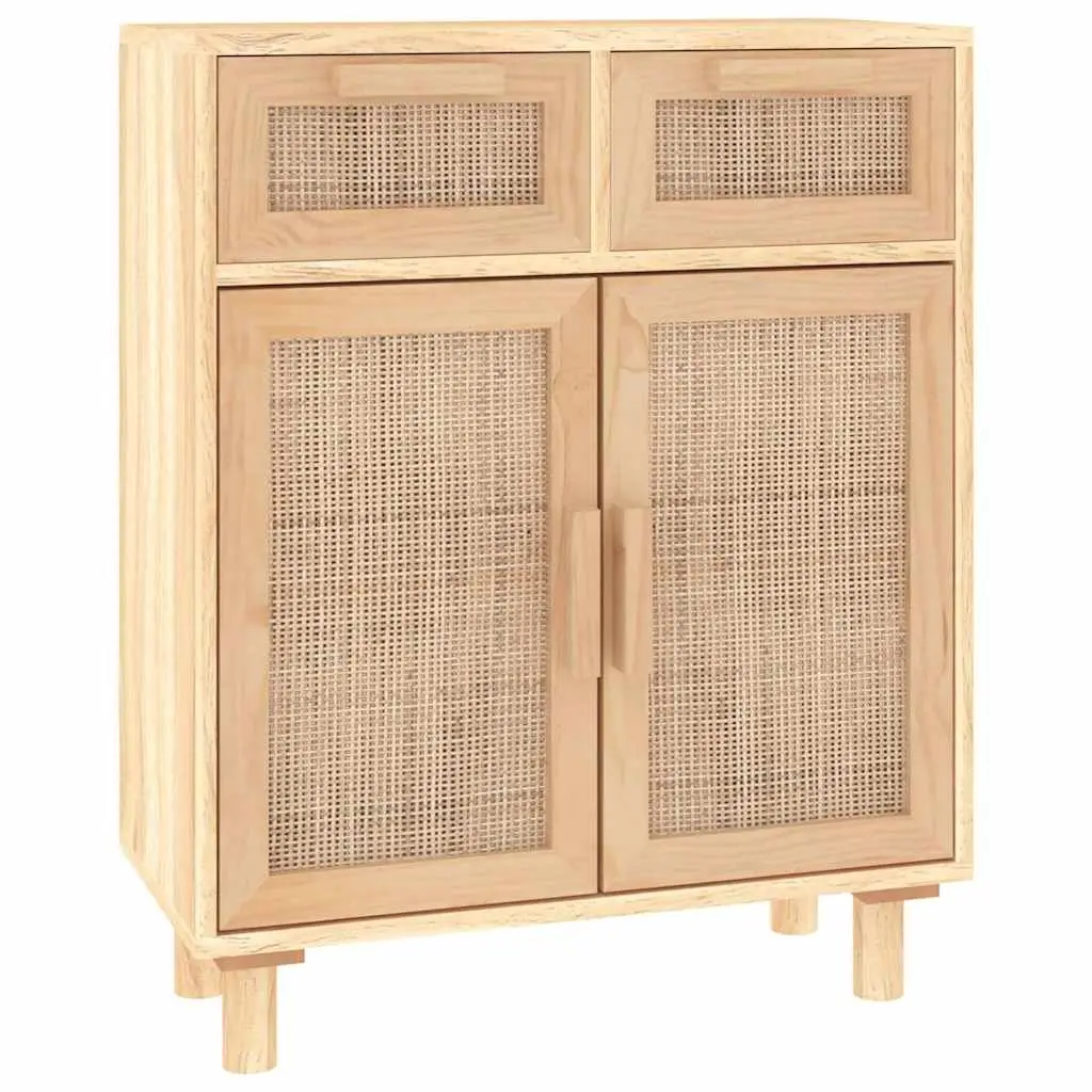Sideboard Cabinet Brown Storage Furniture 60x30x75cm Solid Wood Pine Rattan
