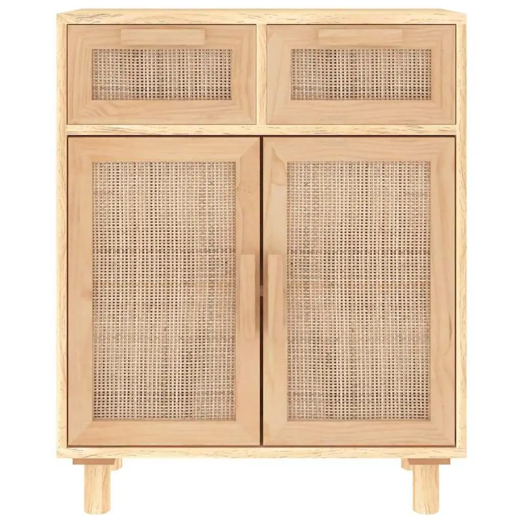 Sideboard Cabinet Brown Storage Furniture 60x30x75cm Solid Wood Pine Rattan