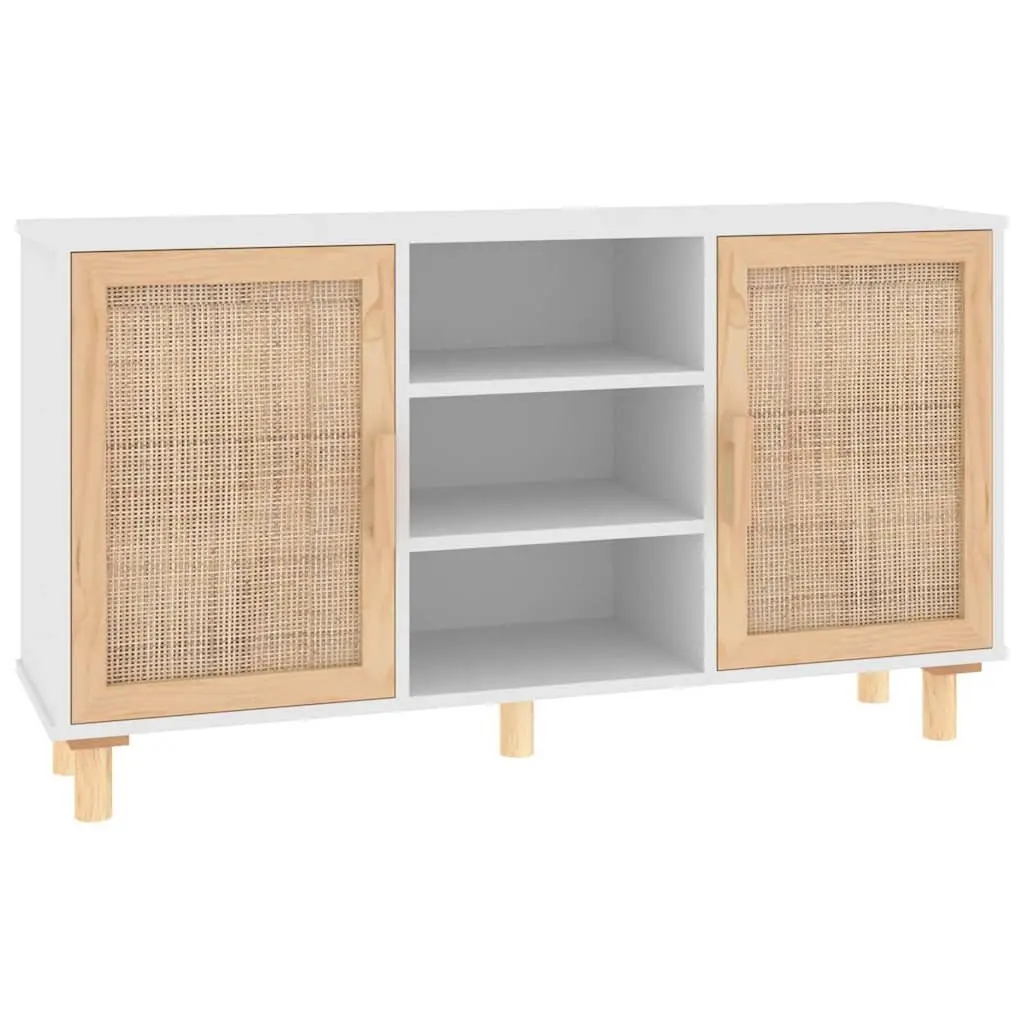 White Sideboard with Rattan Doors, 105x30x60cm