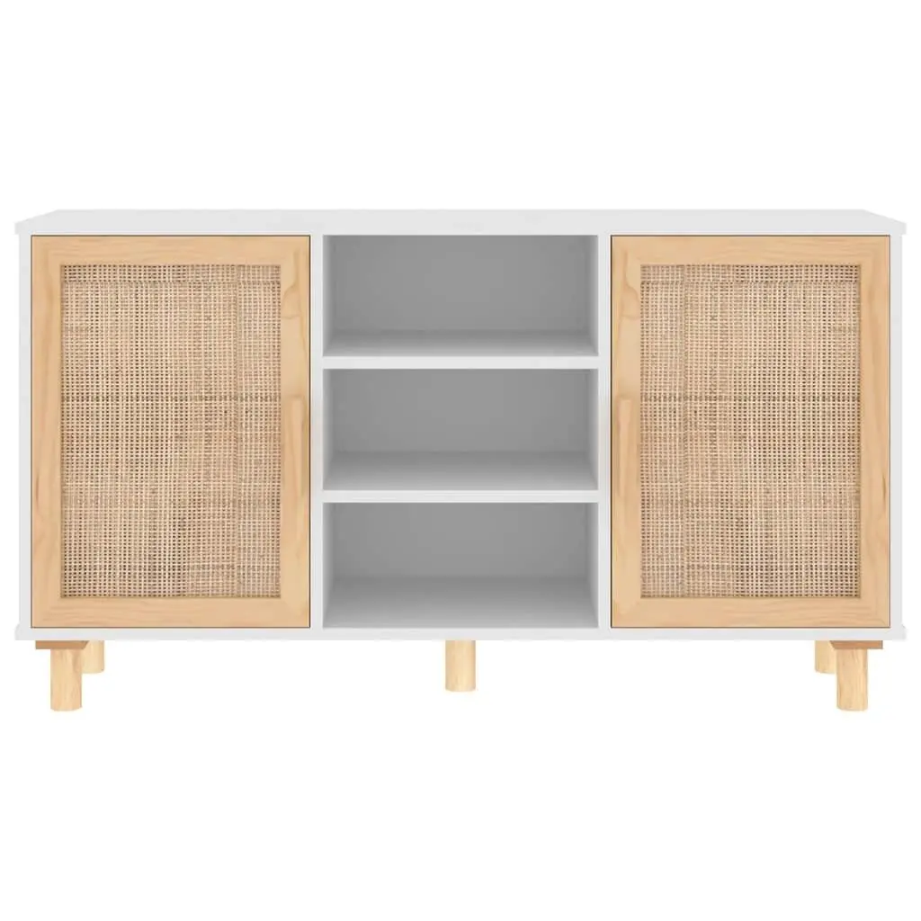 White Sideboard with Rattan Doors, 105x30x60cm
