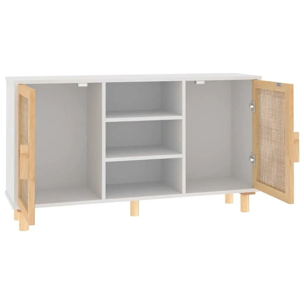 White Sideboard with Rattan Doors, 105x30x60cm