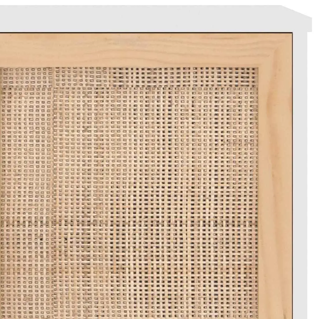 White Sideboard with Rattan Doors, 105x30x60cm