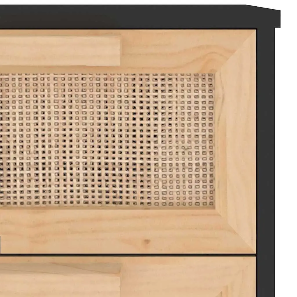 Sideboard Storage Cabinet 40x30x90cm Black 4 Drawer Rattan Weaving Design