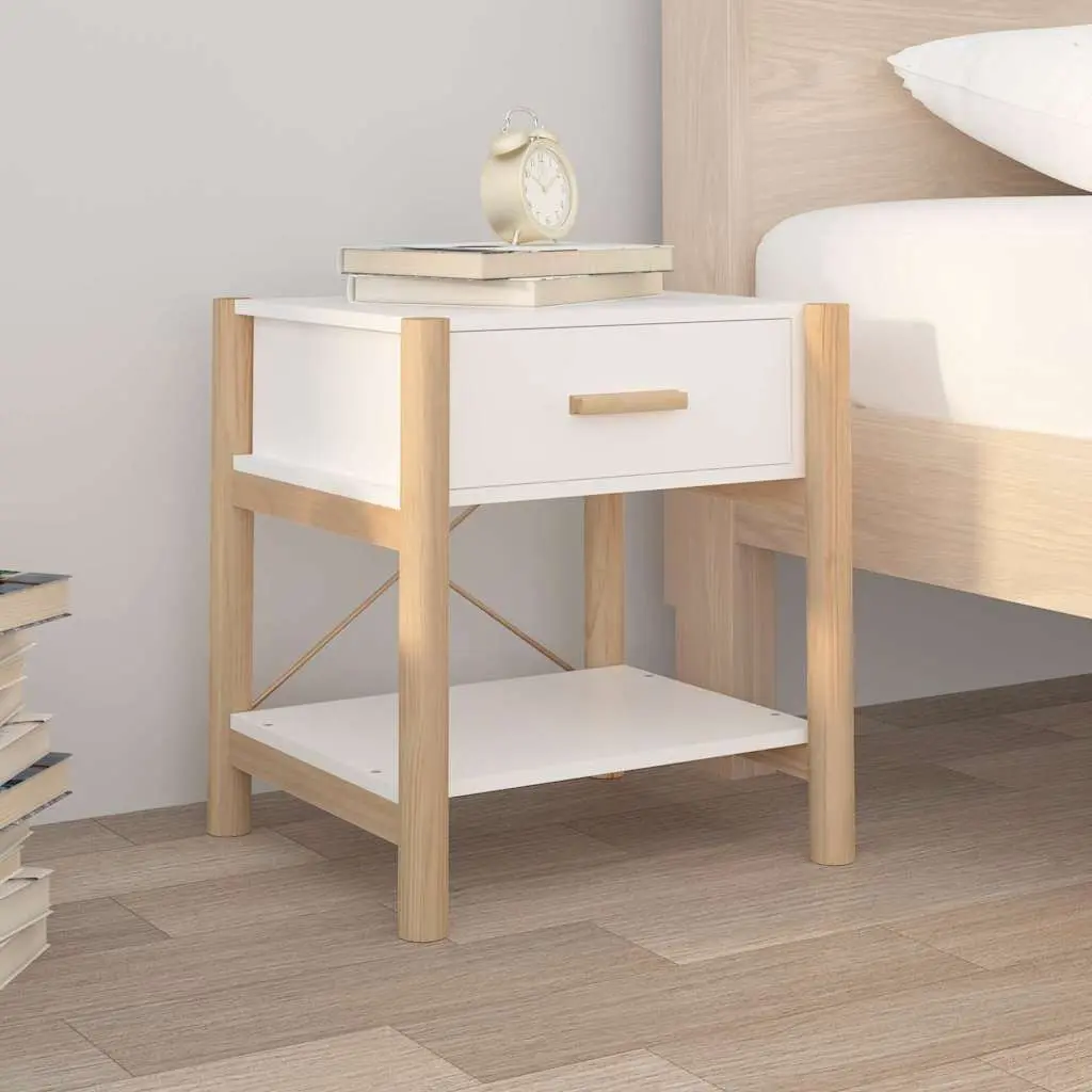 Set of 2 White Engineered Wood Bedside Tables