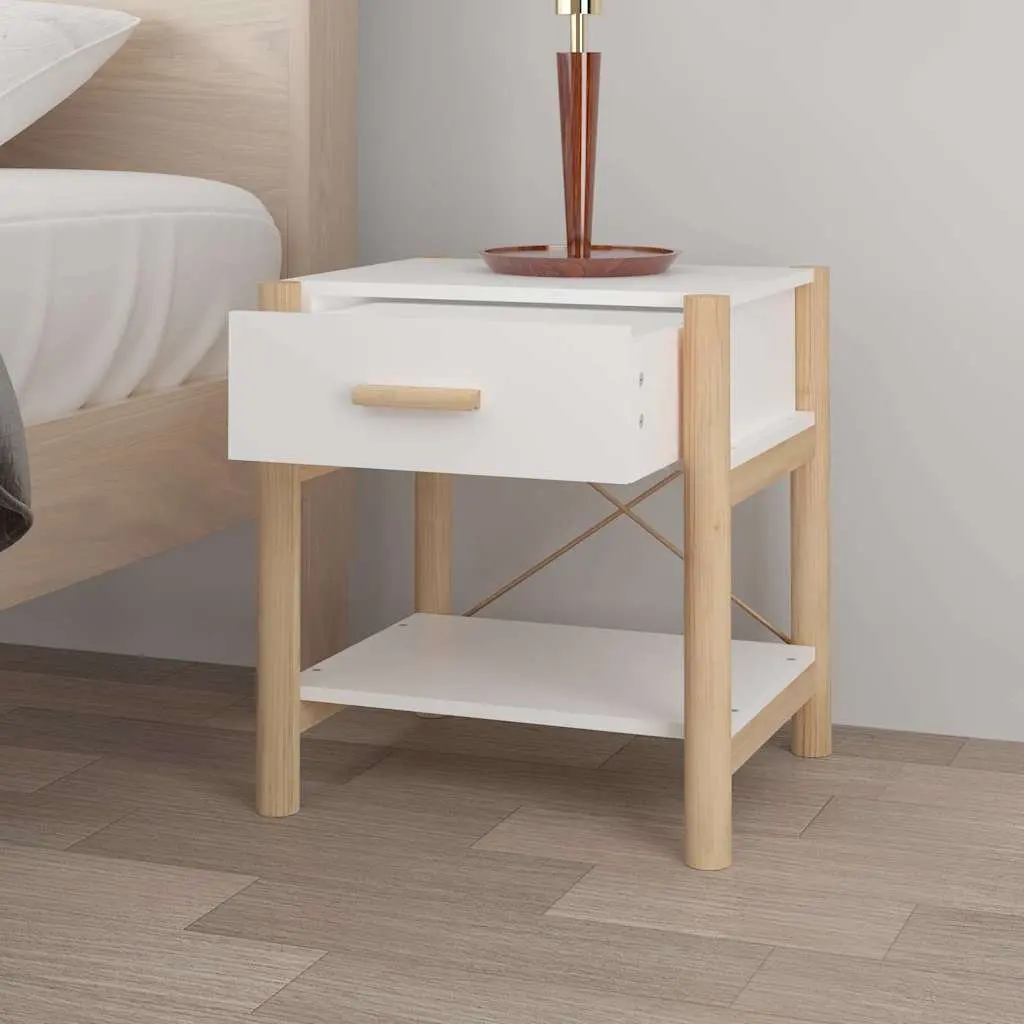 Set of 2 White Engineered Wood Bedside Tables