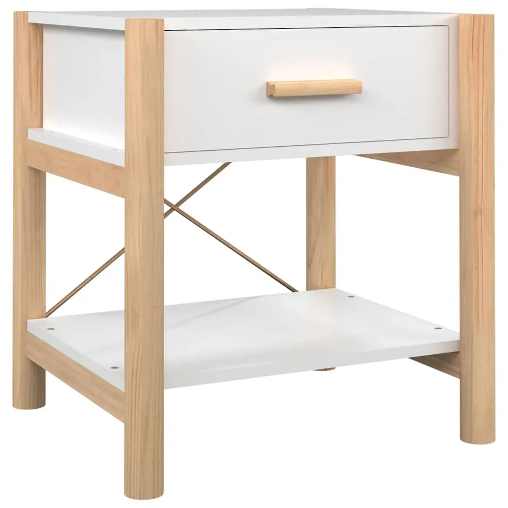 Set of 2 White Engineered Wood Bedside Tables