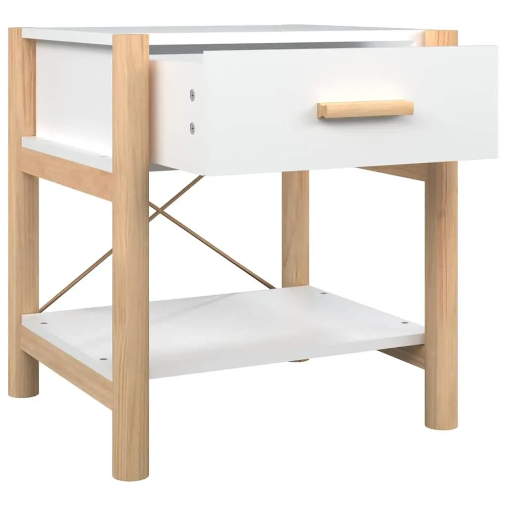 Set of 2 White Engineered Wood Bedside Tables