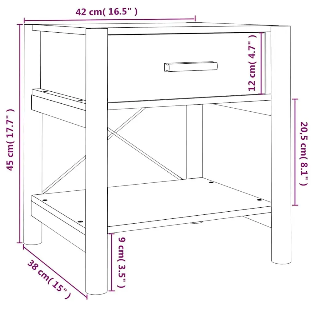 Set of 2 White Engineered Wood Bedside Tables