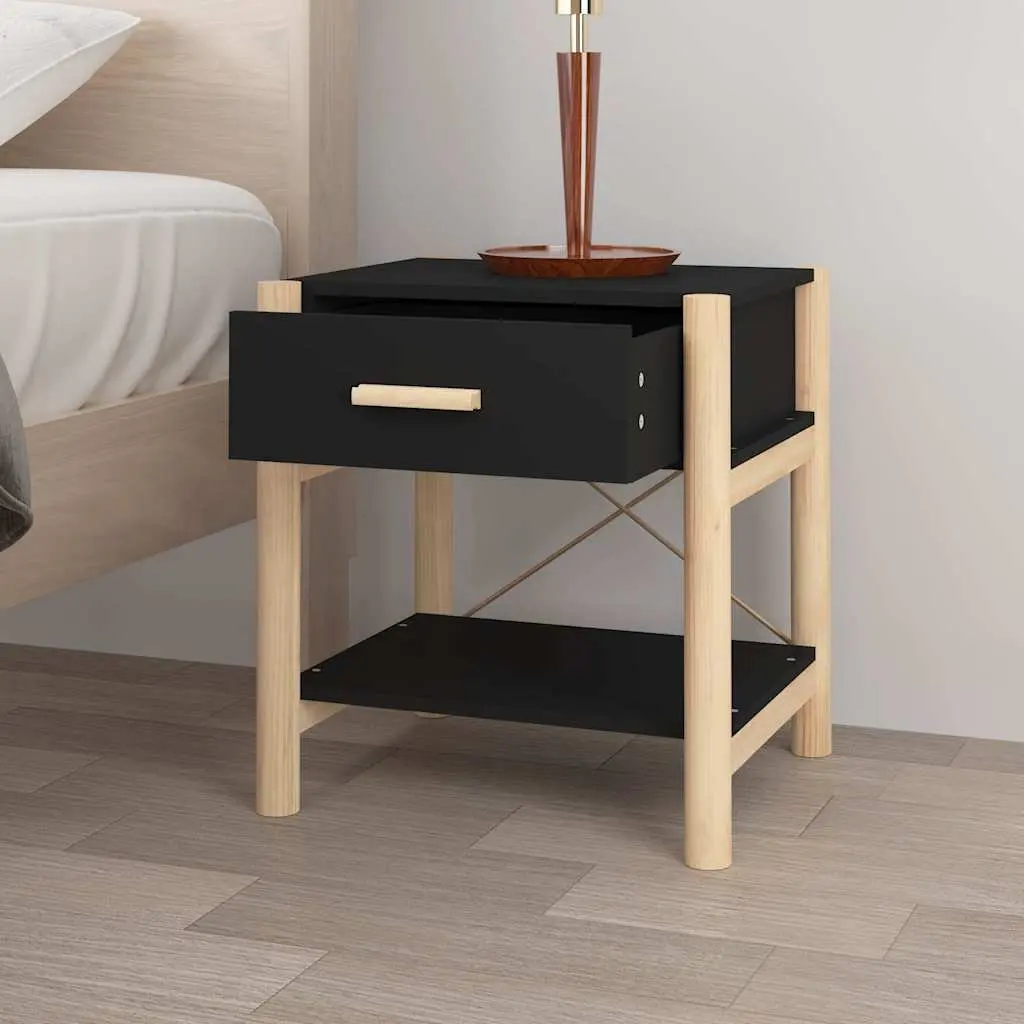 Bedside Tables Black 42x38x45 cm Engineered Wood Storage Cabinet Nightstand 2pcs