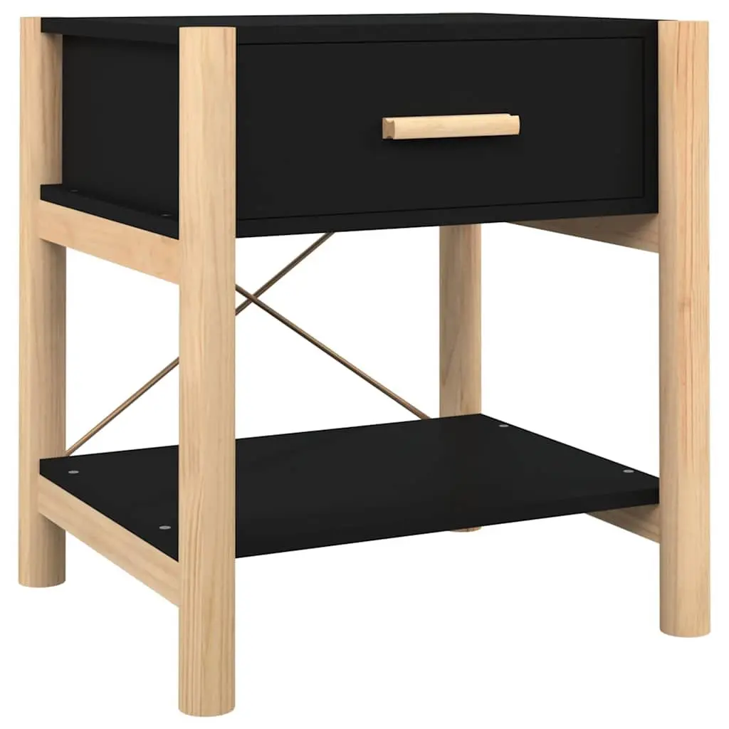 Bedside Tables Black 42x38x45 cm Engineered Wood Storage Cabinet Nightstand 2pcs