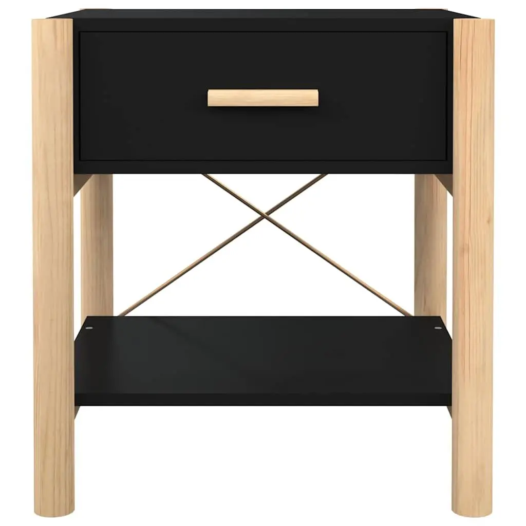 Bedside Tables Black 42x38x45 cm Engineered Wood Storage Cabinet Nightstand 2pcs