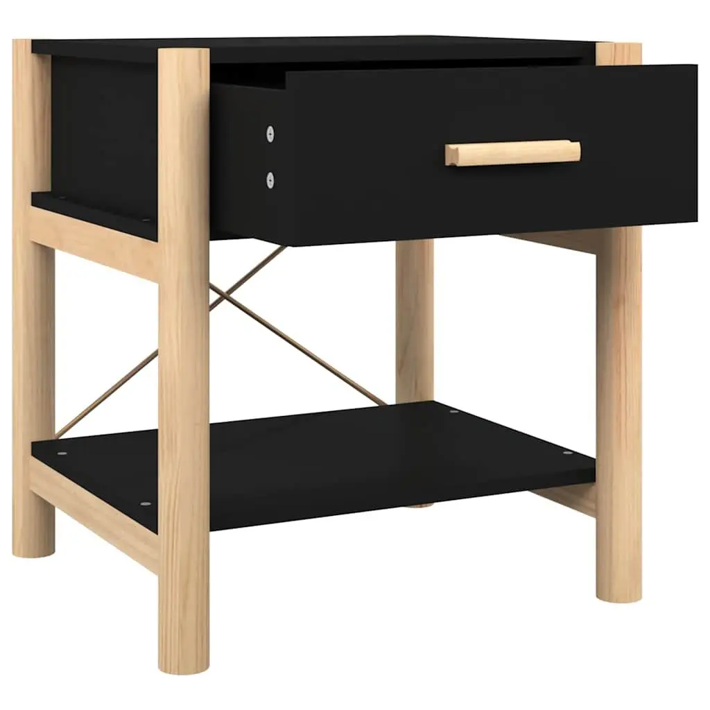 Bedside Tables Black 42x38x45 cm Engineered Wood Storage Cabinet Nightstand 2pcs