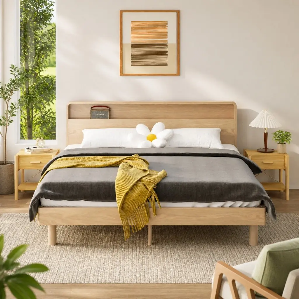Brown Engineered Wood Nightstand Set of 2