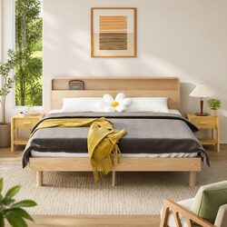 Brown Engineered Wood Nightstand Set of 2