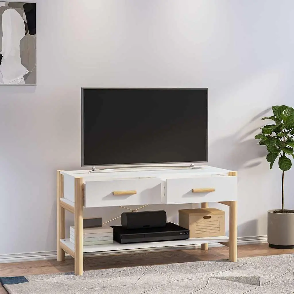 White TV Cabinet 82x38x45 cm Engineered Wood Stand