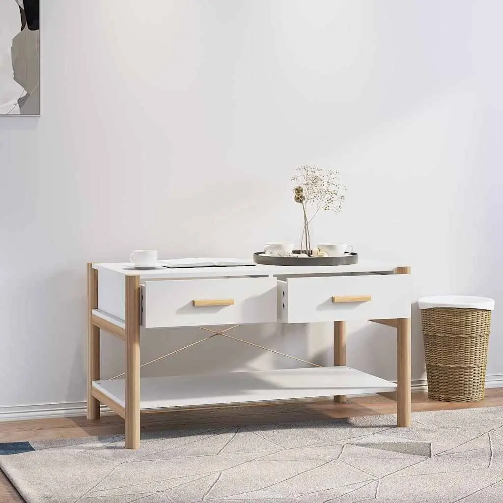 Coffee Table White Engineered Wood 82 x 48 x 45 cm Living Room Furniture