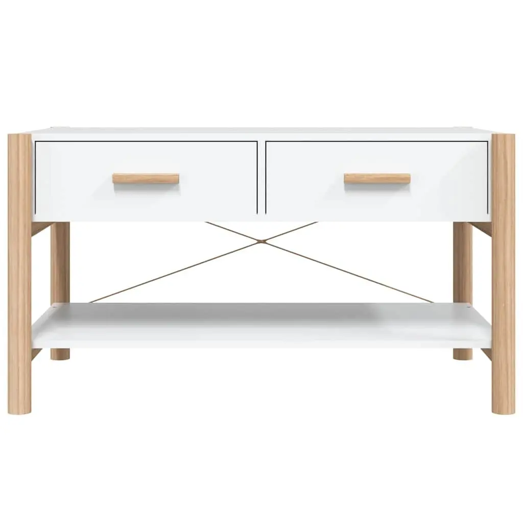 Coffee Table White Engineered Wood 82 x 48 x 45 cm Living Room Furniture