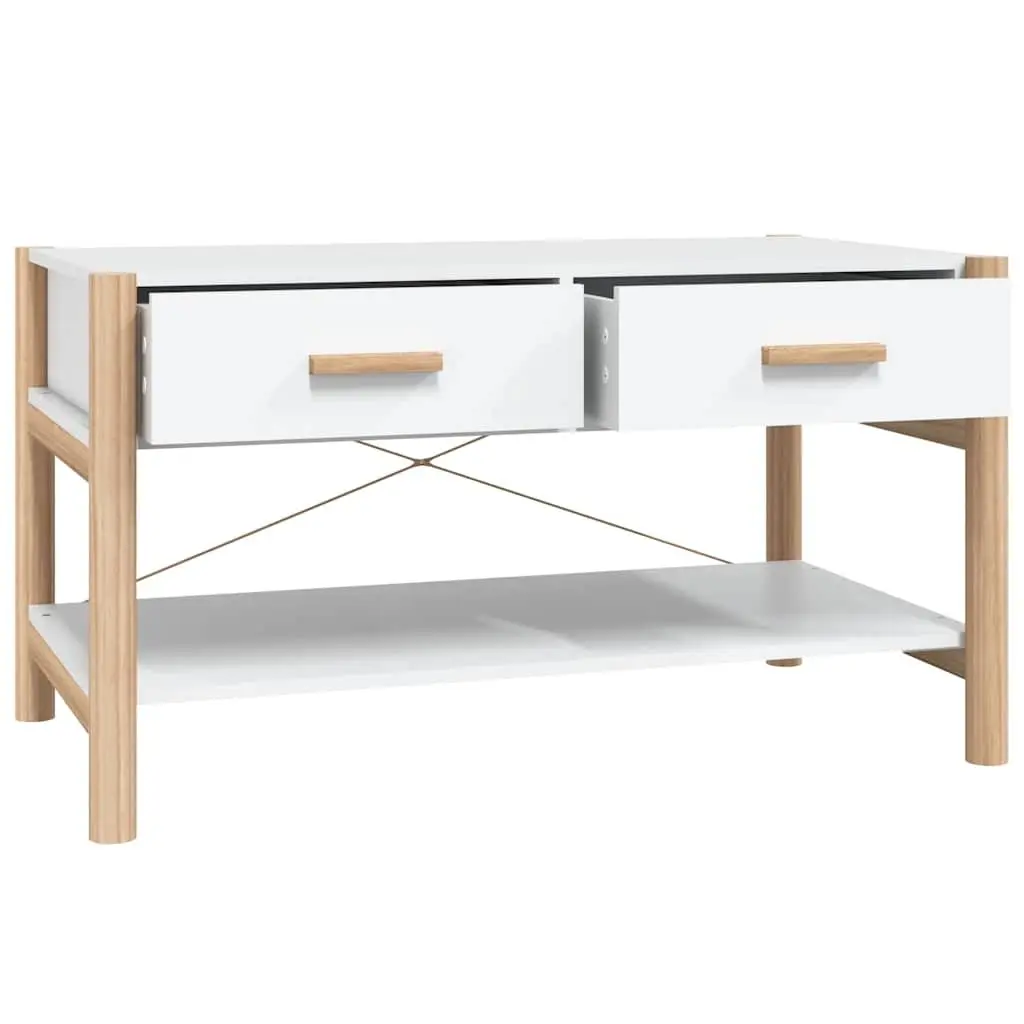 Coffee Table White Engineered Wood 82 x 48 x 45 cm Living Room Furniture