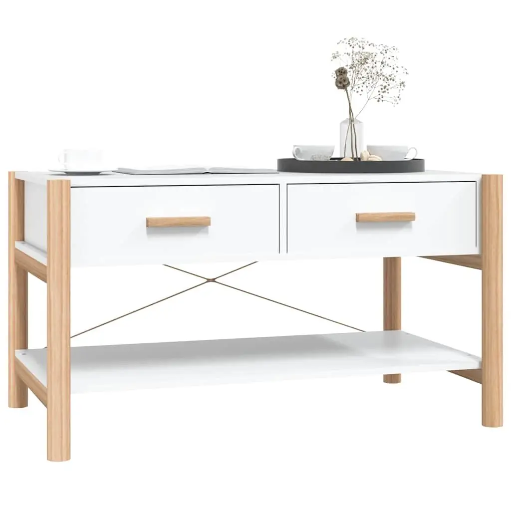 Coffee Table White Engineered Wood 82 x 48 x 45 cm Living Room Furniture