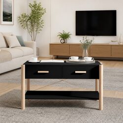 Black Coffee Table with Storage for Cozy Living Rooms
