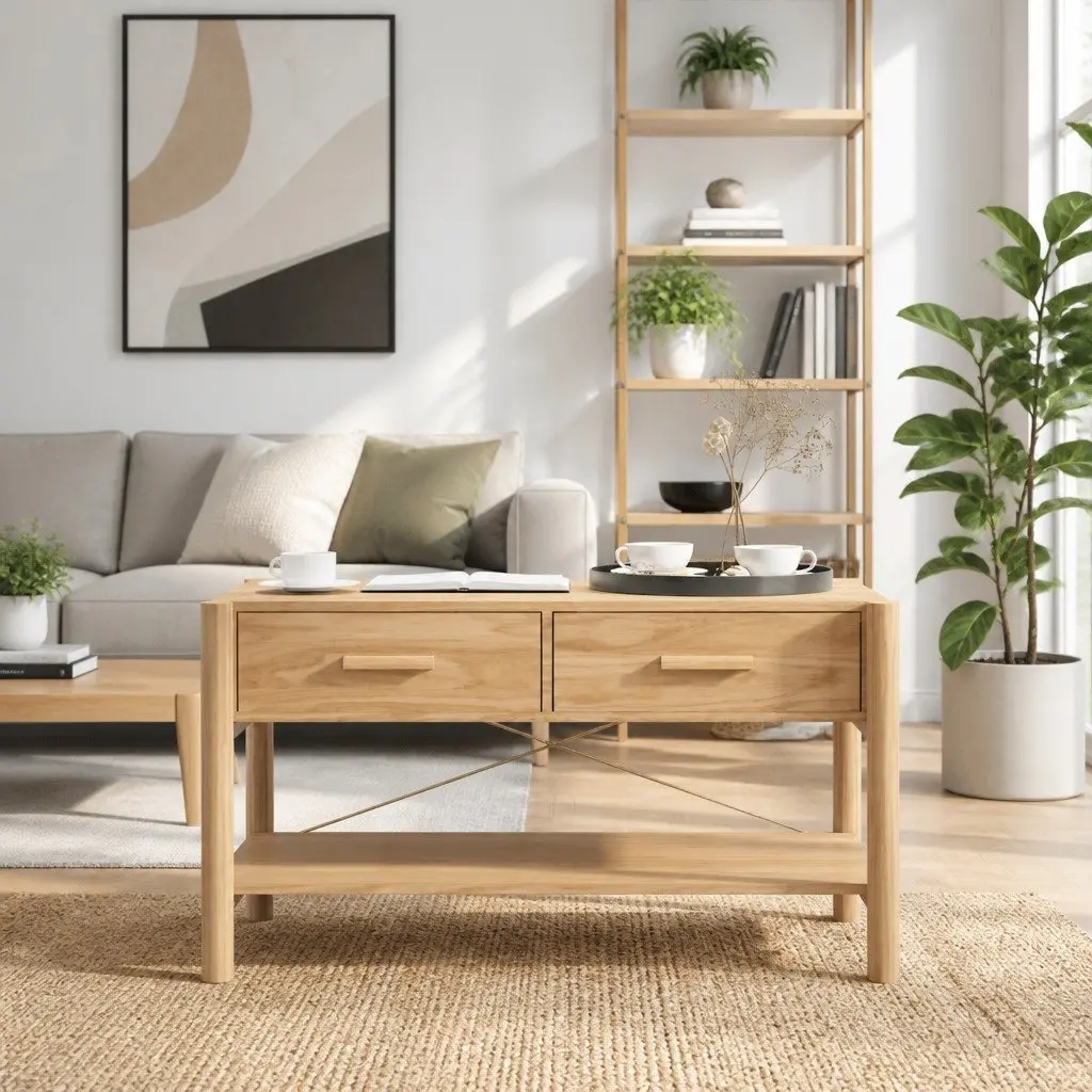 Coffee Table with Storage Brown Engineered Wood Side Table Home Furniture Décor