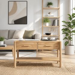 Warm Brown Coffee Table with Storage for Everyday Use
