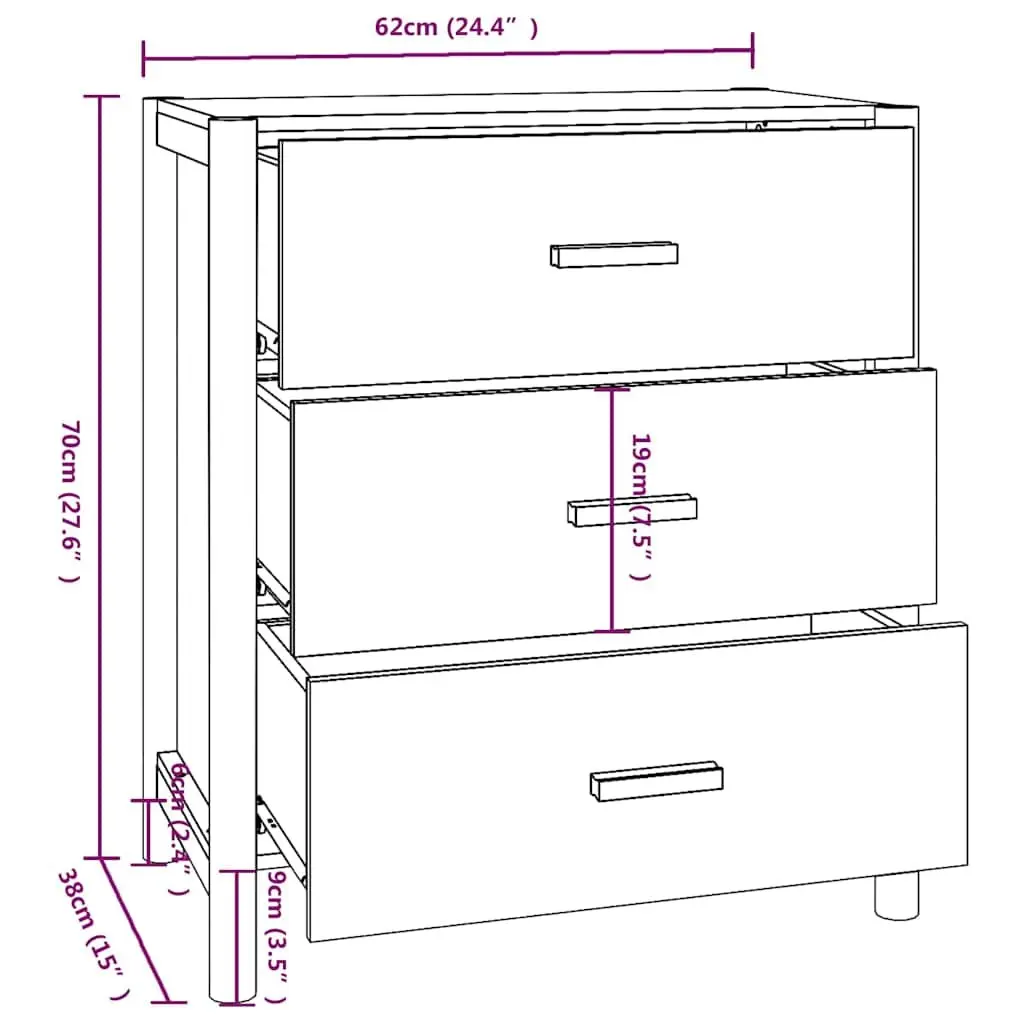 Sideboard White Engineered Wood 62x38x70cm Storage Cabinet Buffet Cupboard